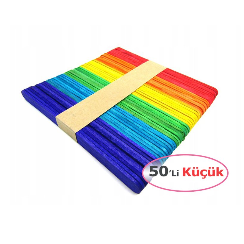 Renkli Dondurma Çubuk İnce 50'Lİ Küçük (Abeslang) Dil Çubuğu