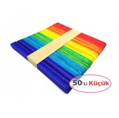 Renkli Dondurma Çubuk İnce 50'Lİ Küçük (Abeslang) Dil Çubuğu