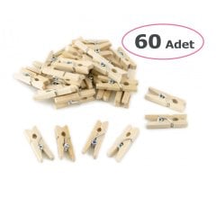 25 mm Ahşap Mandal 60 Adet (Sanat Etkinlik Malzemeleri)