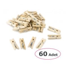 25 mm Ahşap Mandal 60 Adet (Sanat Etkinlik Malzemeleri)
