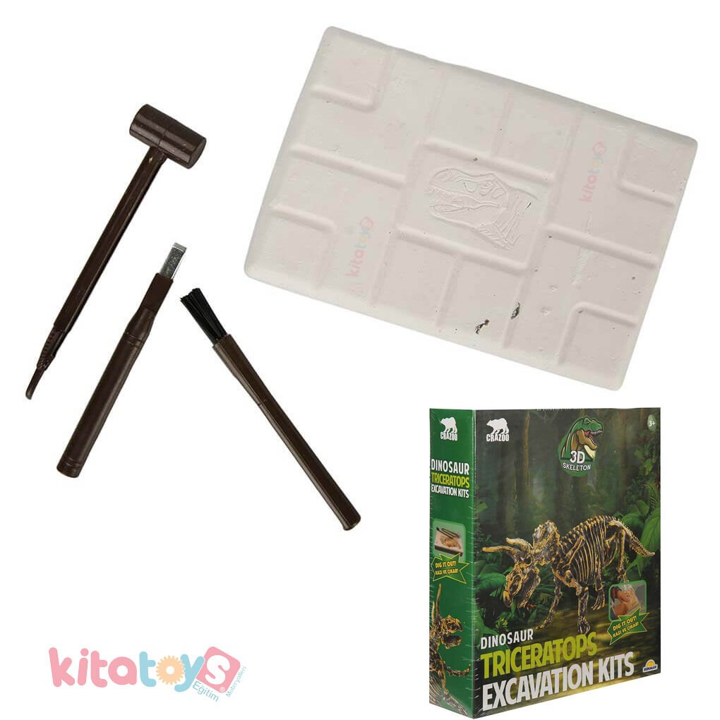 Fosil Kazı Seti (Figürlü 3D Dinozor Triceratops) Crazoo 502