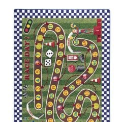 Racing Game 133x190 Yarış Yeşil Bukle Oyun Halısı Confetti
