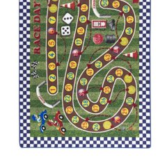 Racing Game 133x190 Yarış Yeşil Bukle Oyun Halısı Confetti