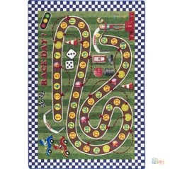 Racing Game 133x190 Yarış Yeşil Bukle Oyun Halısı Confetti