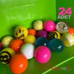 Zıplayan Top 24'Lü (Oyuncak Otomat Topu) Renkli Zıp zıp Lastik