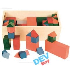 Sandıklı Ahşap Renkli Bloklar (Dev Boy) 70 Parça