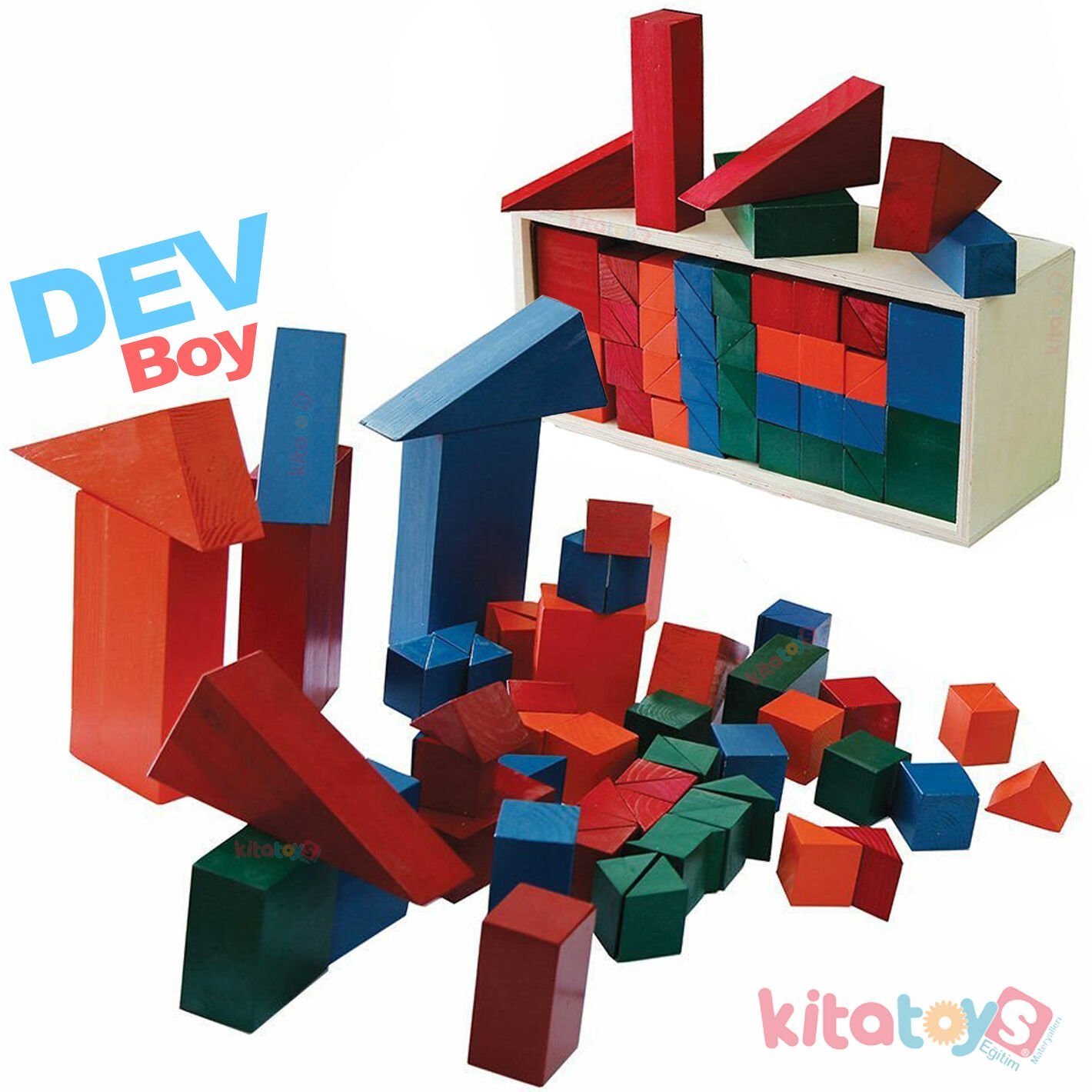 Sandıklı Ahşap Renkli Bloklar (Dev Boy) 70 Parça