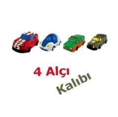 4'Lü Yarış Arabası Alçı Seti (Arabanı Yap KALIPLARI)