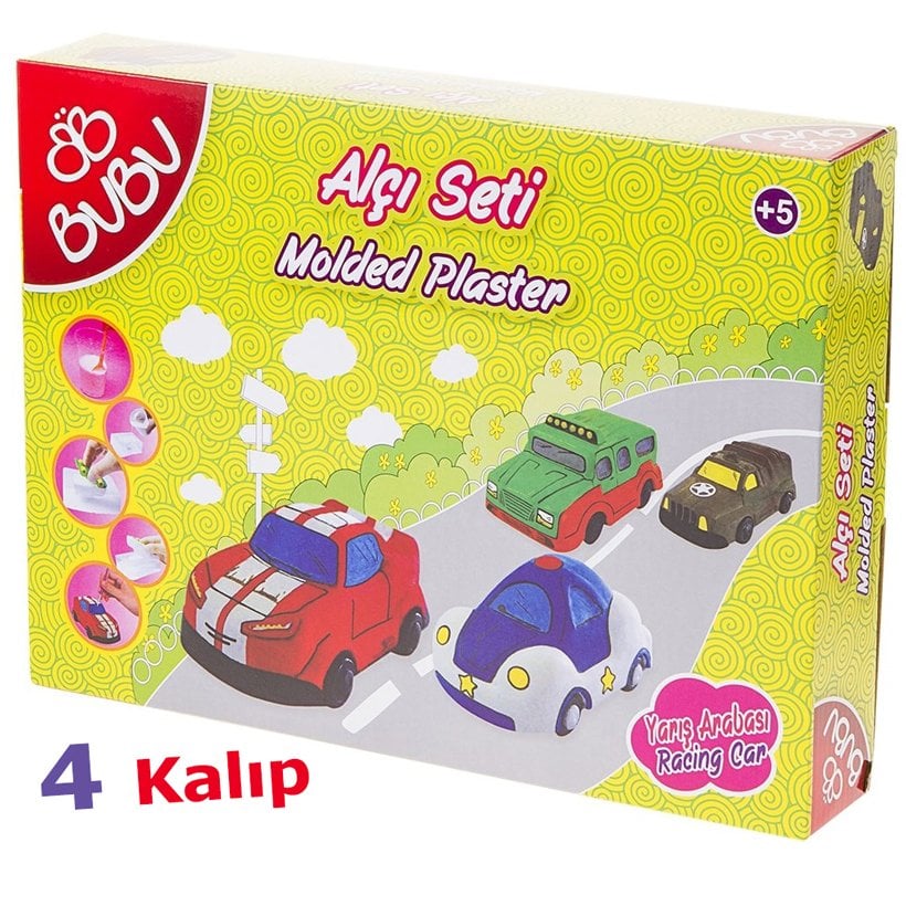 4'Lü Yarış Arabası Alçı Seti (Arabanı Yap KALIPLARI)
