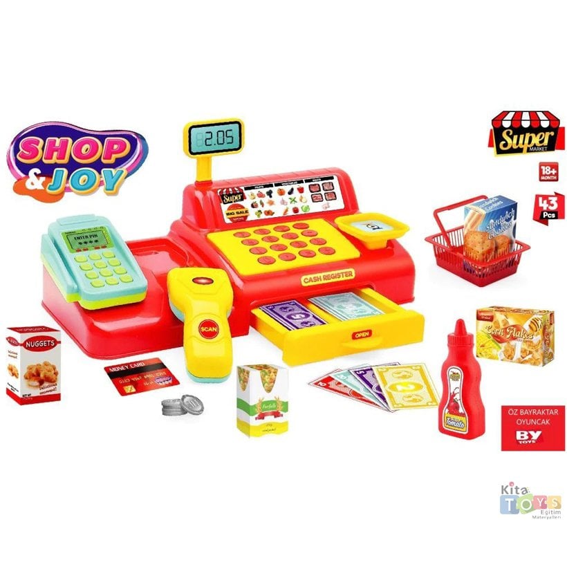 Yazar Kasa Alış Veriş Seti Shop Joy Kasiyer Market Oyuncakları