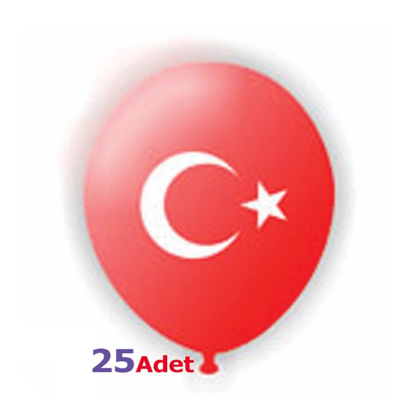 Bayrak Baskılı Balon 25 Adet