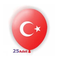 Bayrak Baskılı Balon 25 Adet (12 İnç)