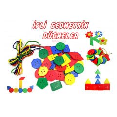 İpli Geometrik Şekilli Düğmeler 108 Adet Kutulu (5662) Redka