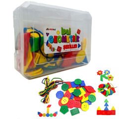 İpli Geometrik Şekilli Düğmeler 108 Adet Kutulu (5662) Redka