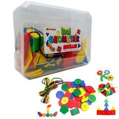 İpli Geometrik Şekilli Düğmeler 108 Adet Kutulu (5662) Redka