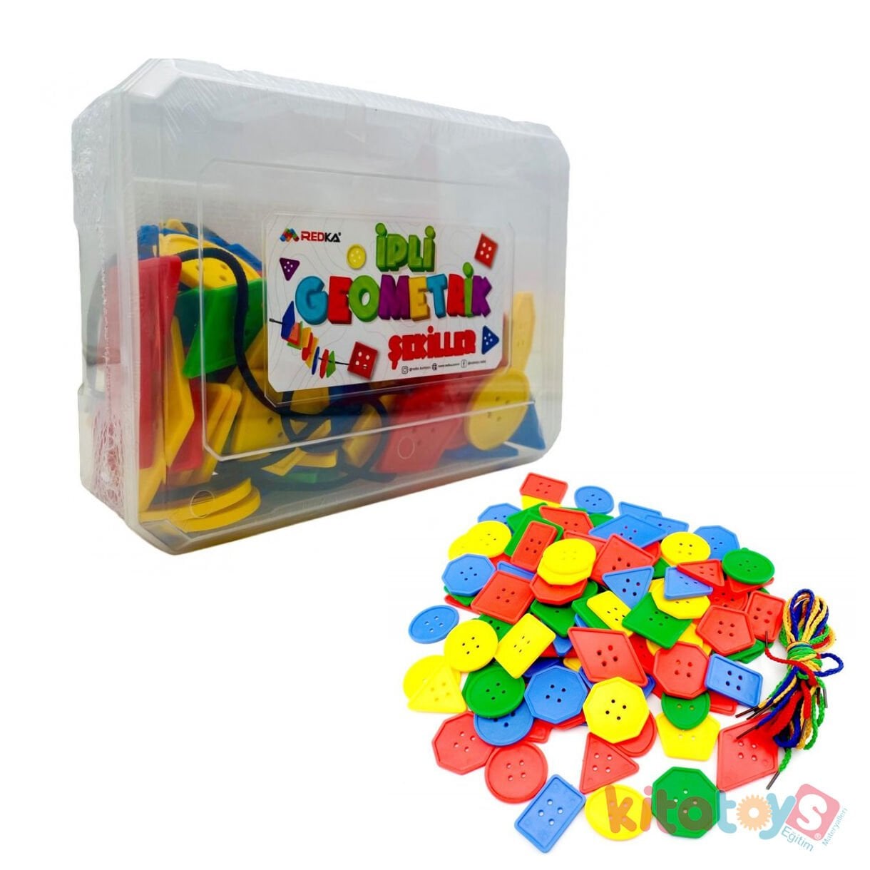 İpli Geometrik Şekilli Düğmeler 108 Adet (5662) Redka Kutulu