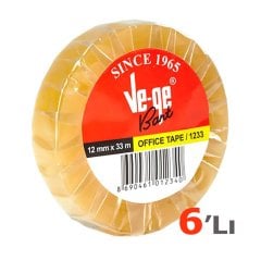 6'Lı Şeffaf Bant 12mmX33 Metre Office (Para Bantı) Ve-Ge