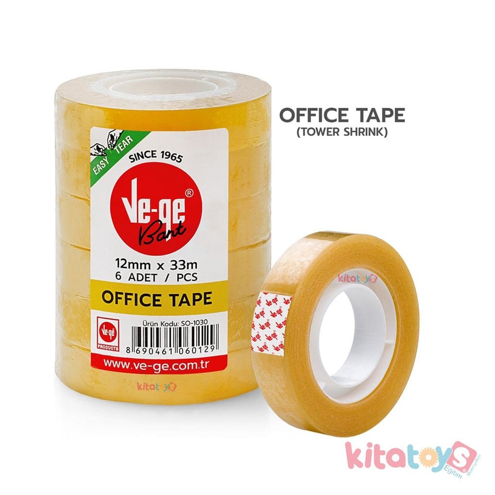 6'Lı Şeffaf Bant 12mmX33 Metre Office (Para Bantı) Ve-Ge