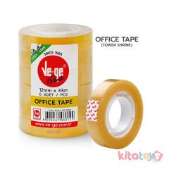 6'Lı Şeffaf Bant 12mmX33 Metre Office (Para Bantı) Ve-Ge