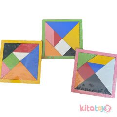 Ahşap Tangram 13x13 cm Puzzle Oyunu