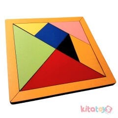 Ahşap Tangram 13x13 cm Puzzle Oyunu