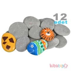 Boyama Taşı 12 ADET (Taş Boyama) Doğal Dekoratif Dere Çakıl Taşı