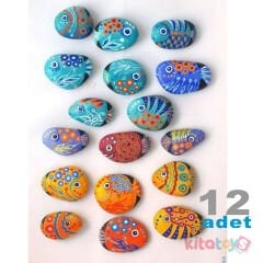 Boyama Taşı 12 ADET (Taş Boyama) Doğal Dekoratif Dere Çakıl Taşı