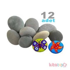 Boyama Taşı 12 ADET (Taş Boyama) Doğal Dekoratif Dere Çakıl Taşı