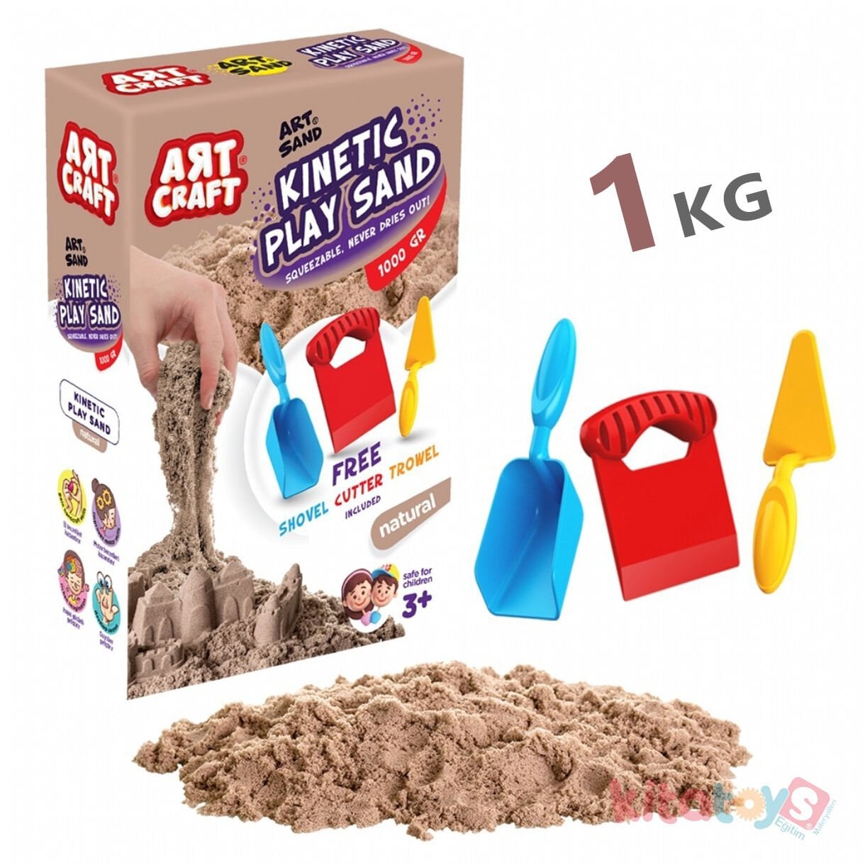 Kinetik Oyun Kumu Naturel 1 KG Aksesuarlı (Fentoys) 36909 Kinetic Kum