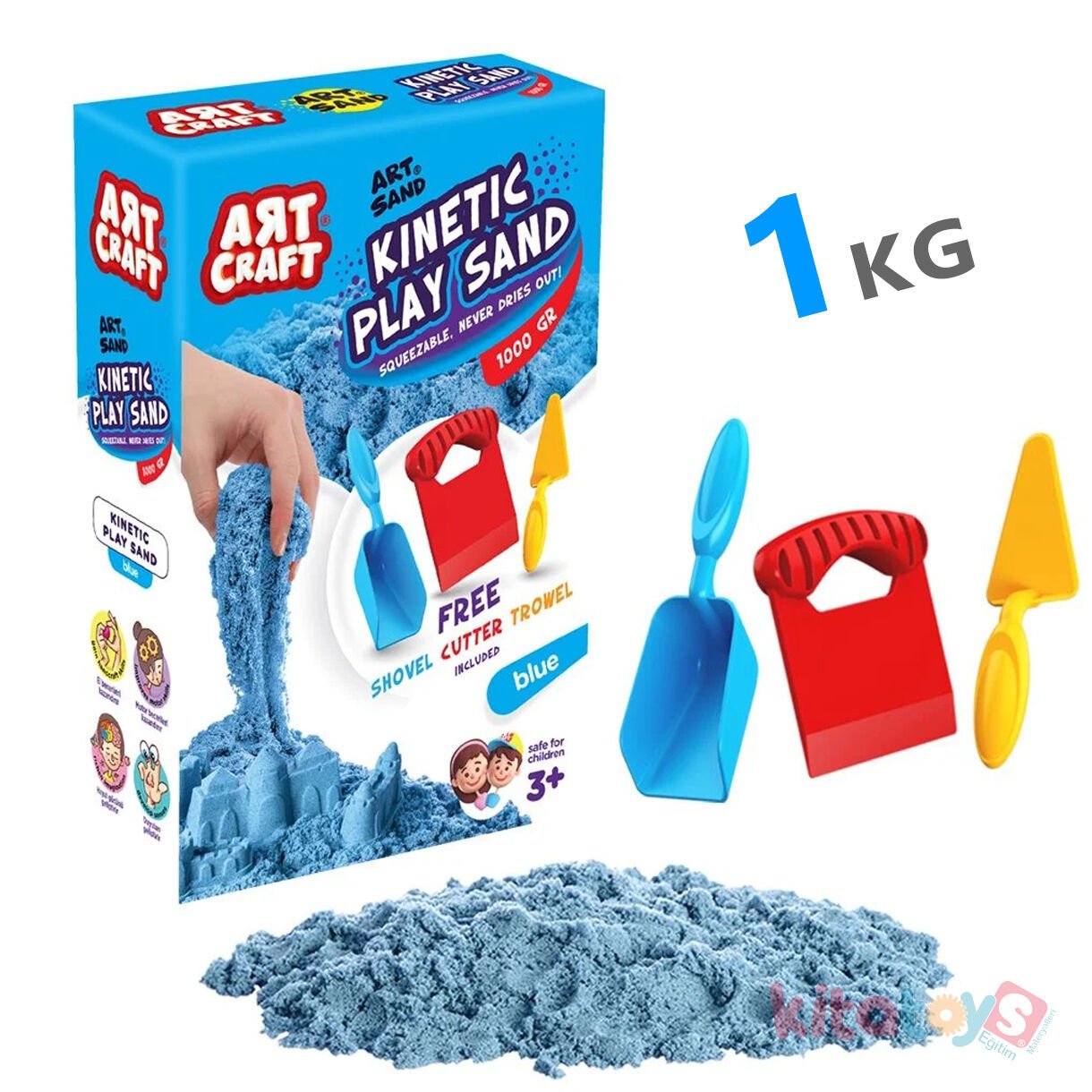 Kinetic Oyun Kumu MAVİ 1 KG Aksesuarlı (Fentoys) 03691 Kinetik Kum