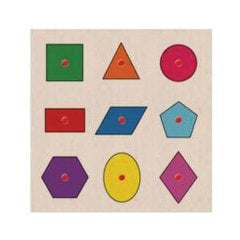Geometrik Şekiller Kulplu Ahşap Puzzle