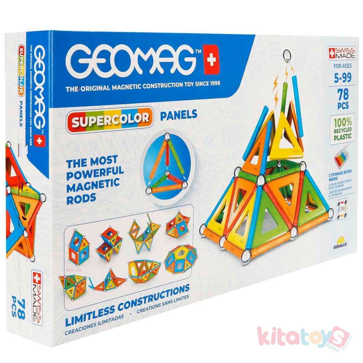Geomag Supercolor Panels 78 Parça Manyetik Zeka Oyunu Çubukları (Mıknatıslı) Orijinal 379