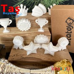 Şampiyon Figürler Taş Boyama Seti 12 Adet (Sağlam Taş Tozu Objeleri) Sanat Aktivite