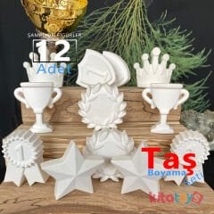 Şampiyon Figürler Taş Boyama Seti 12 Adet (Sağlam Taş Tozu Objeleri) Sanat Aktivite
