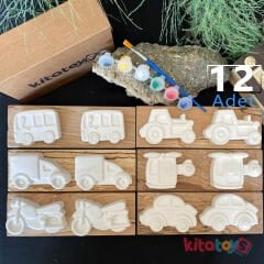 Harika Araçlar Taş Boyama Seti 12 Adet (Sağlam Taş Tozu Arabalar) Sanat Aktivite