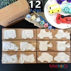 Harika Araçlar Taş Boyama Seti 12 Adet (Sağlam Taş Tozu Arabalar) Sanat Aktivite