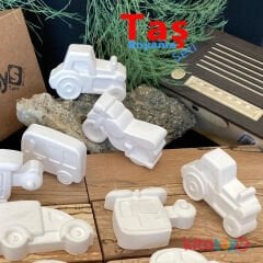 Harika Araçlar Taş Boyama Seti 12 Adet (Sağlam Taş Tozu Arabalar) Sanat Aktivite