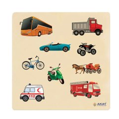 Tutmalı Taşıtlar Ahşap Puzzle 30X30 cm