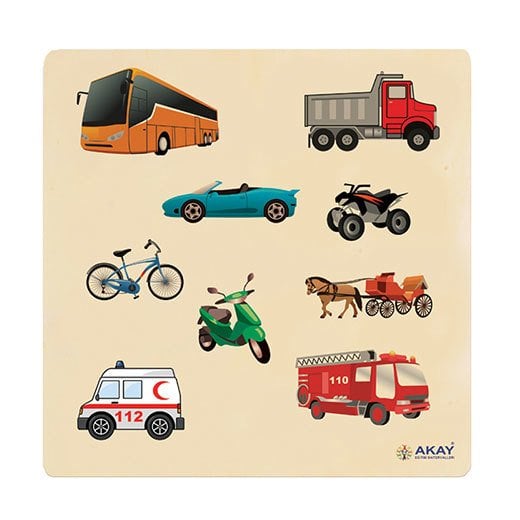 Tutmalı Taşıtlar Ahşap Puzzle 30X30 cm