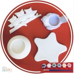 Alçı Boyama Seti 4'Lü (Taş Objeleri) 3 Sanat Malzemesi