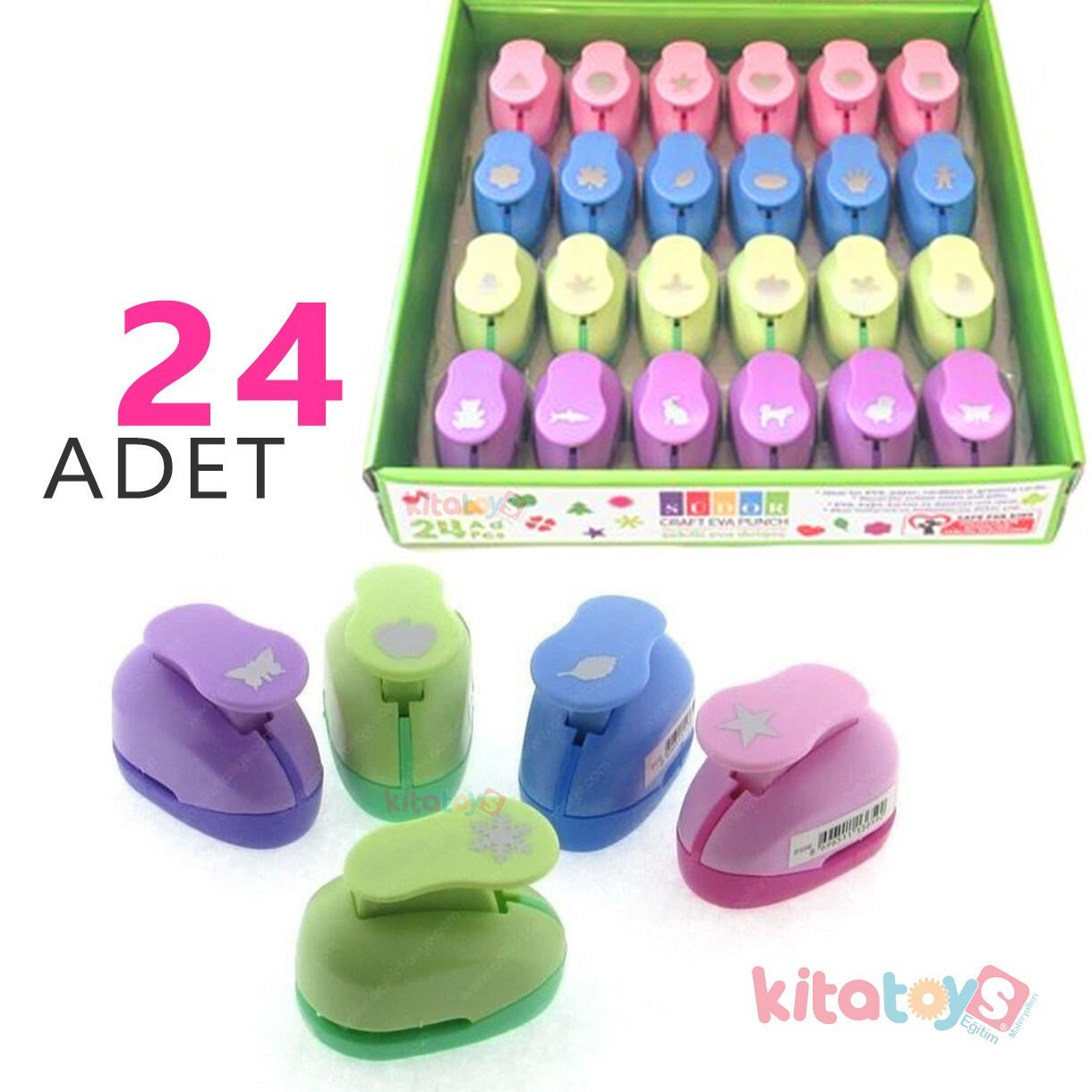 Eva Şekilli Delgeç 24'Lü Şekilgeç 1.6 cm Küçük Boy Karışık Figürler BS96