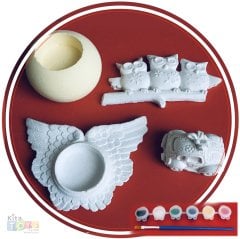 Alçı Boyama Seti 4'Lü (Taş Objeleri) 4 Sanat Malzemesi
