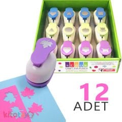 Eva Şekilli Delgeç 12'Li Büyük Boy 2.54 cm (1 İNÇ) Karışık Desenler Şekilgeç BS94