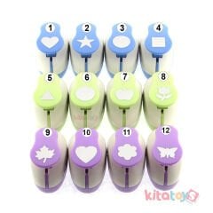 Eva Şekilli Delgeç 12'Li Büyük Boy 2.54 cm (1 İNÇ) Karışık Desenler Şekilgeç BS94