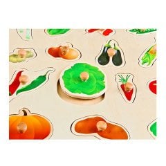 Ahşap Kulplu Puzzle Sebzeler