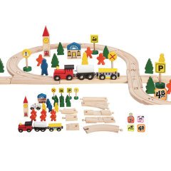Ahşap Tren Seti 48 P (Anaokulu Oyuncakları)