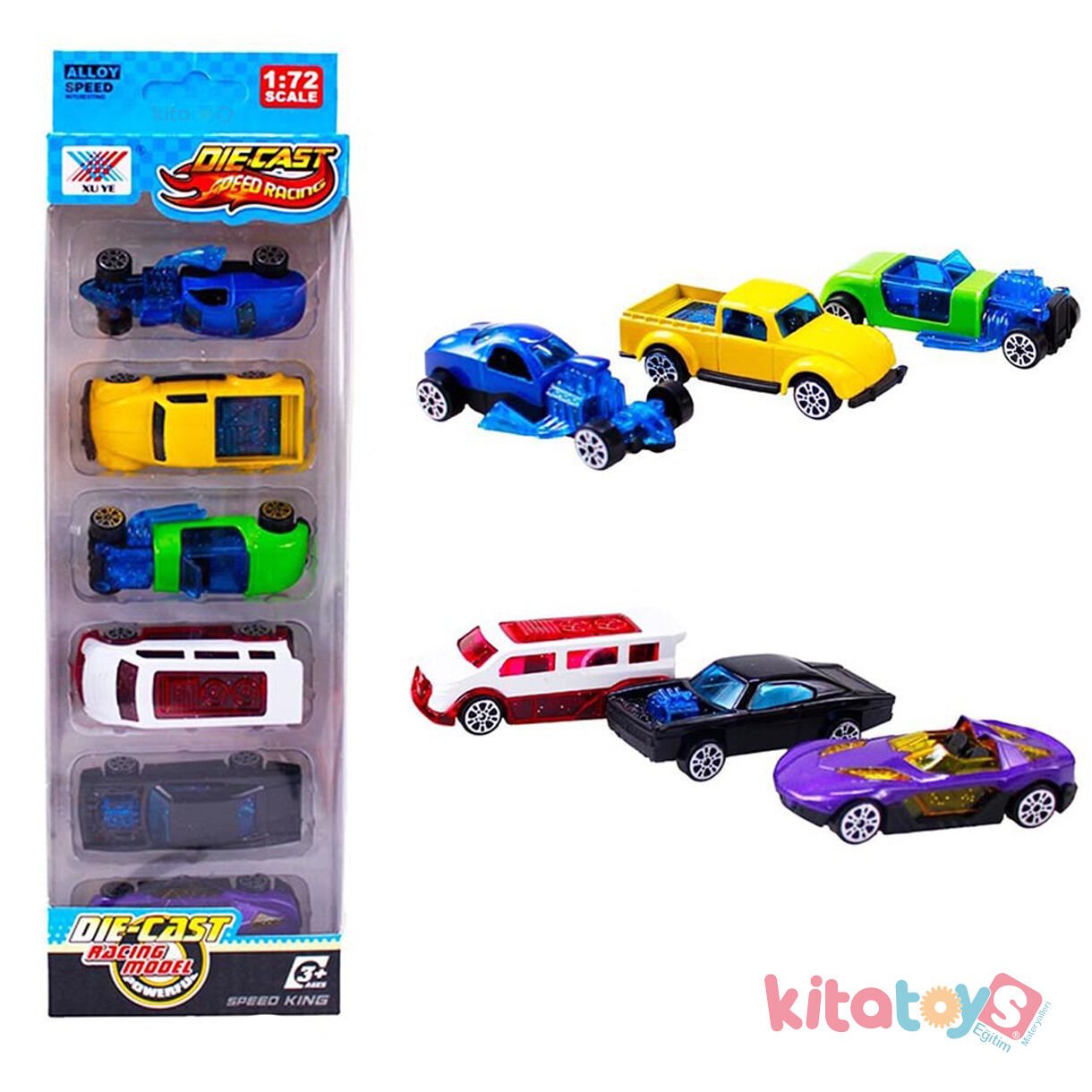 Di̇e-Cast Model Arabalar 6 Lı Set 1:72 (K101a33 Mini Metal)