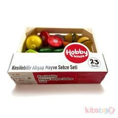 Ahşap Meyve Sebze Kesme Seti 23 Parça (Eğitici Kesilebilir Oyuncak) Kasalı