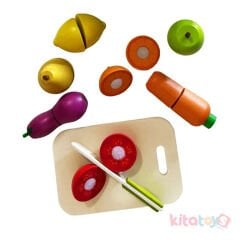 Ahşap Meyve Sebze Kesme Seti 17 Parça (Eğitici Kesilebilir Oyuncak) Kasalı
