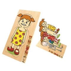 Vücudumuzun Katmanları Kız (Ahşap 5 Katlı Puzzle) Büyüme Evresi